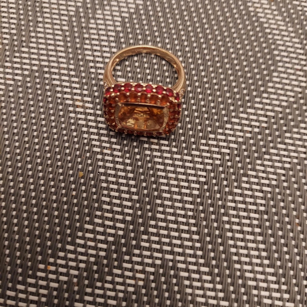 14K GOLD CITRINE CUSHION COCKTAIL RING - Picture 8 of 8